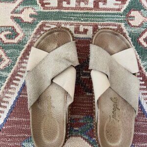 Free People Wooden Platform Crossover Sandals